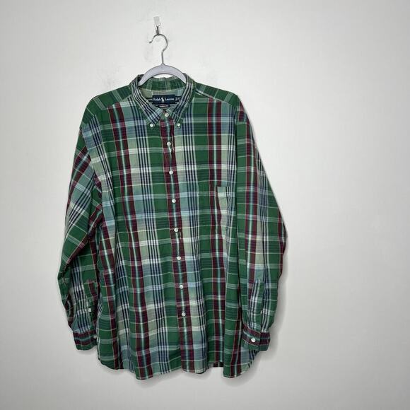 Ralph Lauren Shirt Mens 2XB Green Plaid Button Down Long Sleeve Classic Fit - Picture 2 of 10